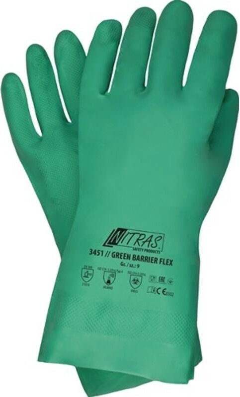 3451-8 Chemikalienschutzhandschuhe Green Barrier Flex Größe 8 grün en 388 - Nitras