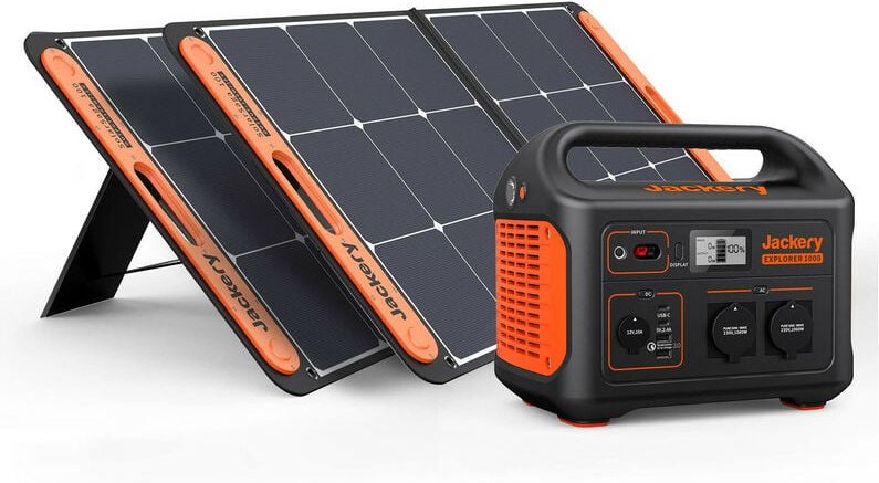 Jackery Solargenerator 1000, 1002WH Tragbare Powerstation mit 2 SolarSaga 100W Solarpanels, 2230V 1000W AC Steckdose mob...