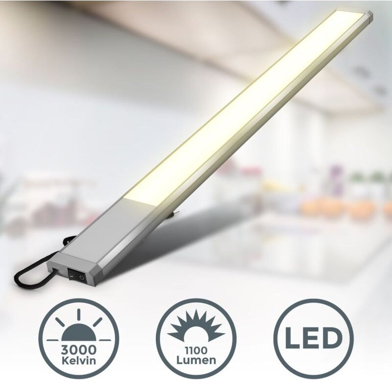 B.k.licht - Unterbauleuchte - 10W, 1100lm, led, Schalter, Stecker, warmweiß, silber