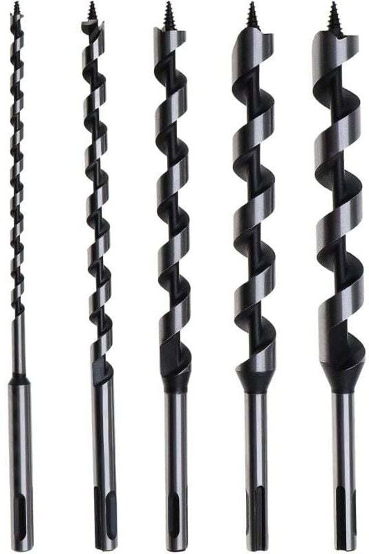 Alovez - 5-teiliges Spiralbohrer-Set mit SDS-Plus-Schaft für Holzbearbeitung, 230 mm, 6/10/14/18/20 mm