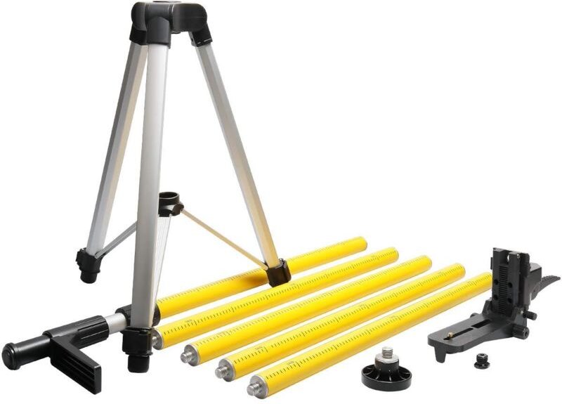 Laser Teleskopstange 3,7m/12ft für Rotationslaser und Kreuzlinienlaser, Lasermontagestange mit Stativ, Einstellbare Halt...