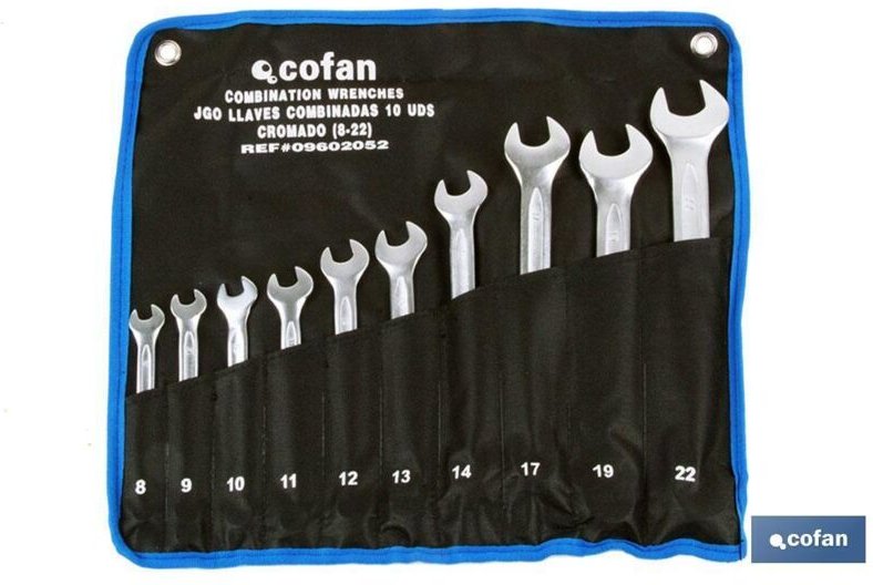 Set mit 8 Ringmaulschlüsseln von 8 bis 22