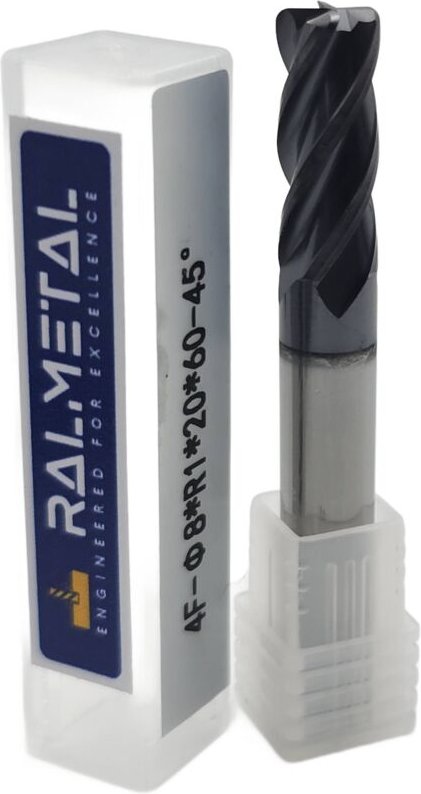 Radialfräser aus Vollhartmetall Fi8 x R1 x 60 mm - 45 HRC