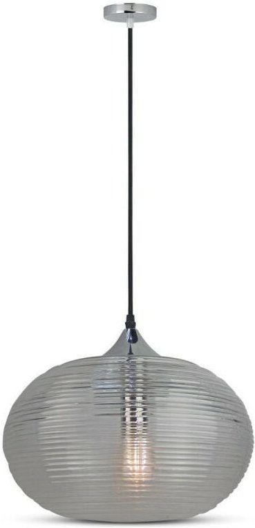 V-tac - LED-Kronleuchter mit gewelltem Glas und Metallkugel, E27-Lampenfassung (max. 60 w)