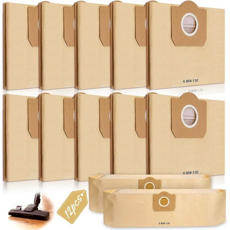 12er-Pack Staubsaugerbeutel für Kärcher 6.959-130.0, für Kärcher WD3 MV3 WD3P A2201/2204/2504/2554/2251/2604