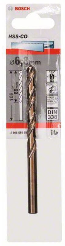 Bosch - Accessories 2608585857 hss Metall-Spiralbohrer 6.8 mm Gesamtlänge 109 mm Cobalt din 338 Zylin