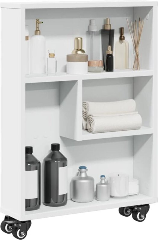 Aufbewahrungswagen Schmal Weiß 48x13x68 cm Holzwerkstoff Vidaxl