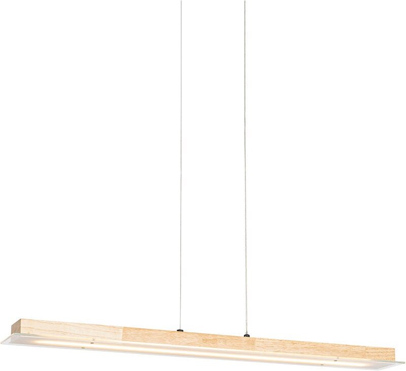 Ländliche Hängelampe Holz inkl. LED mit Touchdimmer - Platin