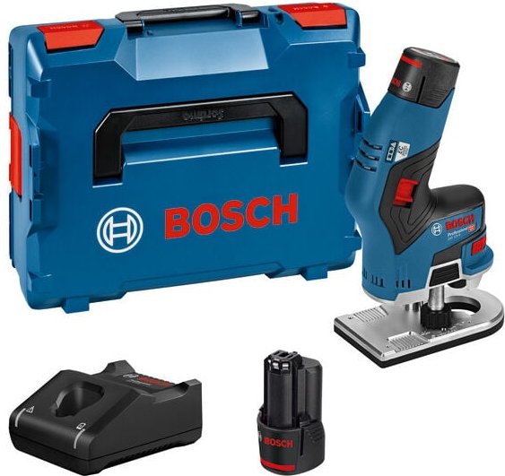 Bosch Professional - Bosch gkf 12V-8 Akku-Kantenfräse mit 2x 3,0 Ah 12V Akkus + Lader in L-Boxx 136