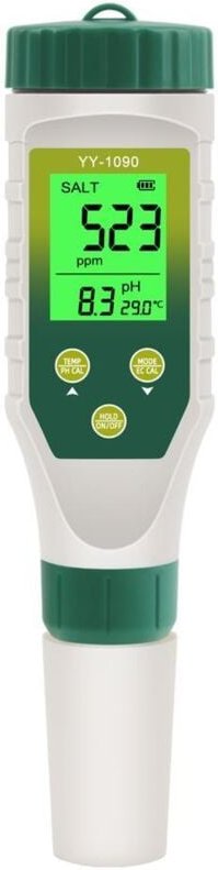 PH Messgerät 5 IN 1, PH EC TDS Salzgehalts Temperatur Meter mit innovativer DREI-Daten Simultananzeige, Pool pH Test IP6...