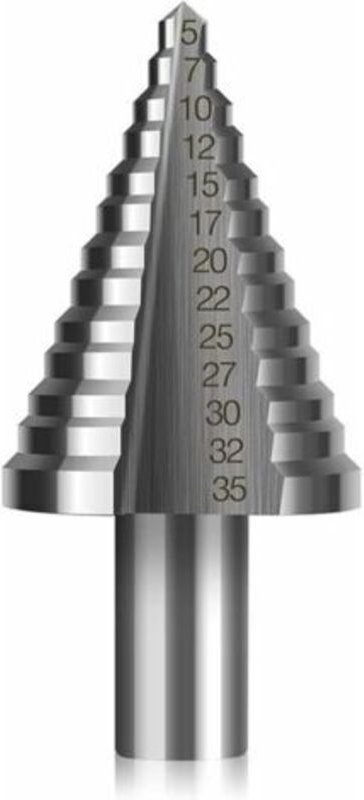 HSS-Stufenbohrer, Doppelschlitz-Kegelstufenbohrer (5 mm–35 mm) mit Titanbeschichtung, massiv, ideal zum Bohren in Stahl,...
