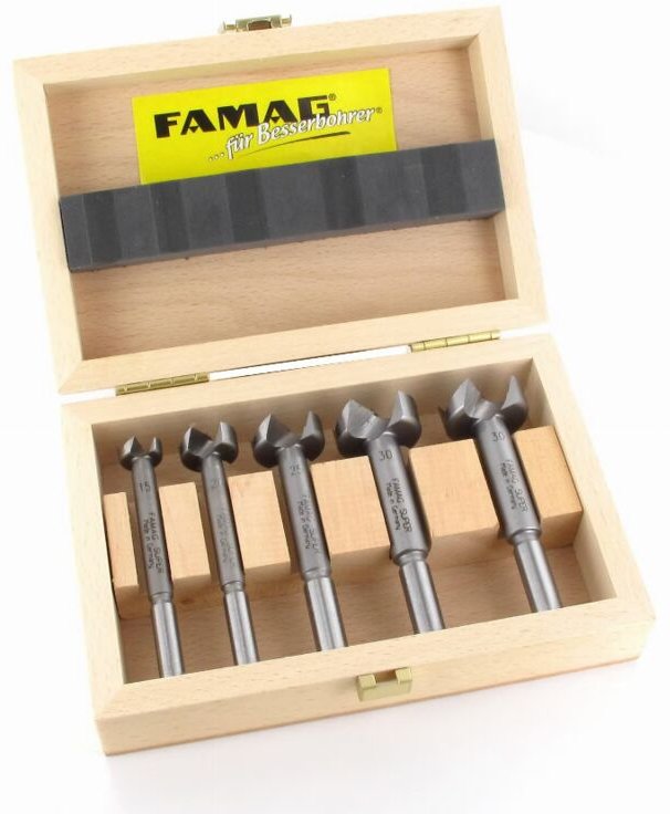 Satz Hartmetall-Formbohrer im Holzkasten 5-tlg. ø 15,20,25,30,35 mm Famag 1662.505