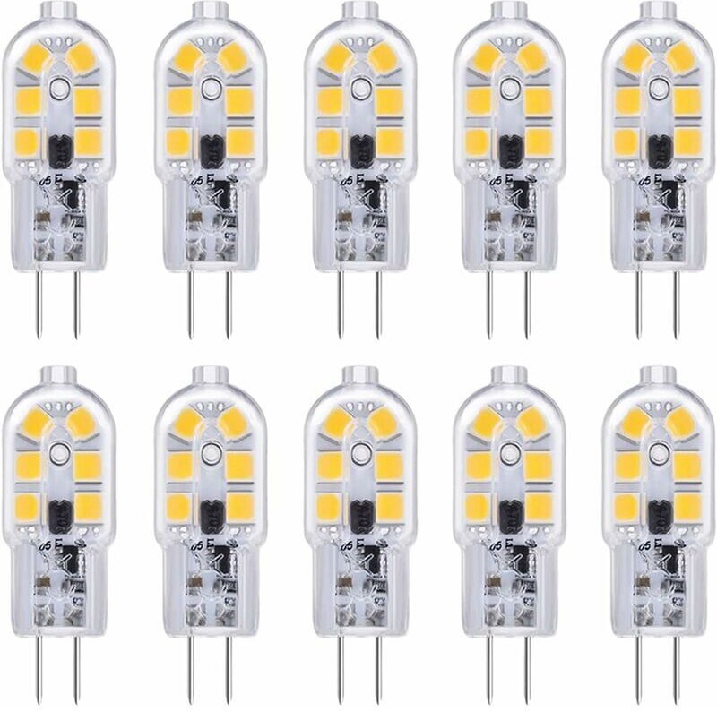 Aiperq - 10er-Pack G4 LED-Lampen, 12 v, 2 w, Kaltweiß 6000 k, 200 lm, Küchenabdeckung für Wohnmobil, nicht dimmbar
