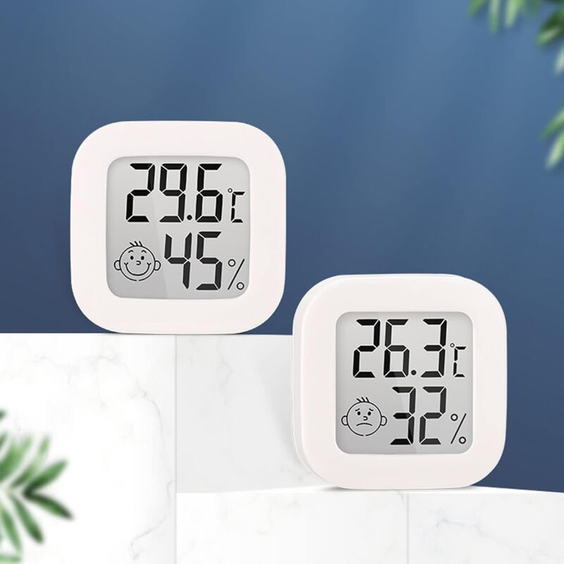4er Set Mini Hygrometer Thermometer Digital LCD Weiß, Innen Sensor Temperatur Feuchtigkeit, Präzise Digitale Anzeige für...