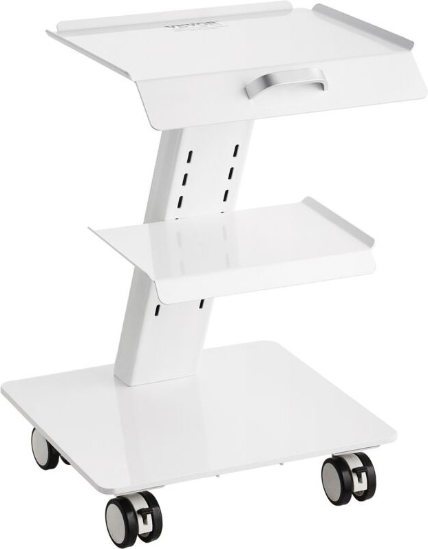 Laborwagen, 3-lagiger Laborwagen mit Rollen, Mobiler Metallwagen mit Lenkrollen, Servierwagen Klinikwagen mit Tablett un...