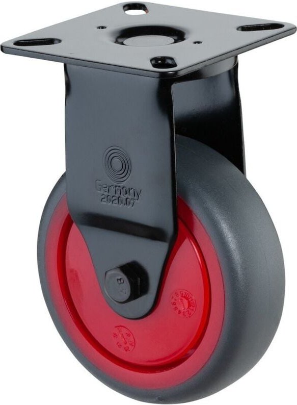 Bs-r Appar.-Bockrolle, Gehäuse schwarz, Rad ø 75mm, tpr grau