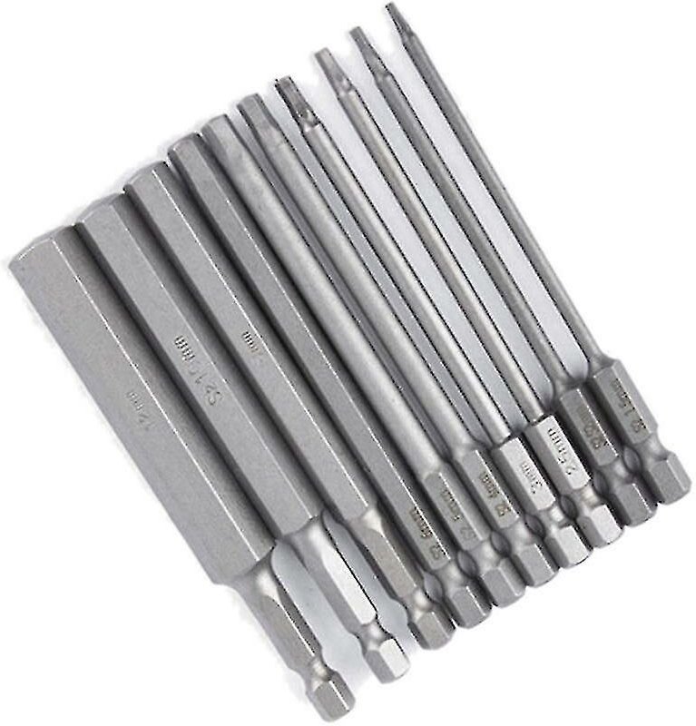 10-teiliges Sechskantschlüssel-Bit-Set, 100 mm, metrischer Sechskant