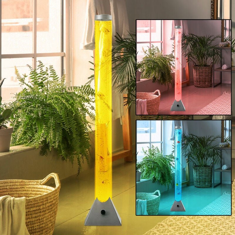 LED RGB Wasser Säule klar Deko Fische Steh Lampe Kabel Schalter Farbwechsel