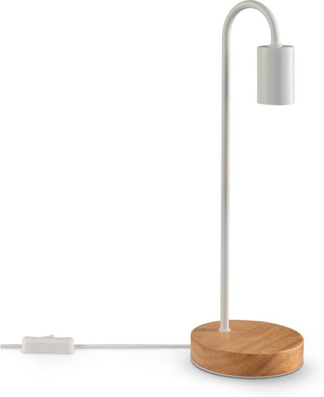Tischlampe Nachttischlampe E14 Stehlampe Minimalistisch Skandi E27 Holz Fuß Tischleuchte, Weiß - Paco Home