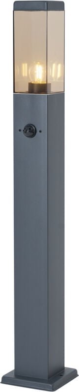 Außenleuchte Dunkelgrau mit Rauchglas 80cm IP44 mit Steckdose und Bewegungssensor - Malios