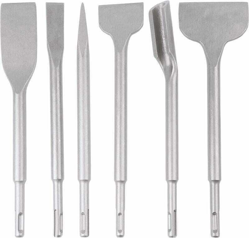 ZVD 6-teiliges SDS-PLUS-Meißelset, 25 cm Länge, Set zum Entfernen von Beton- und Boden- und Wandfliesen, Meißelbohrer fü...