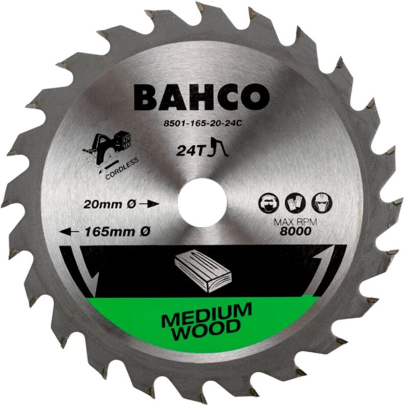 Bahco - 24-Zähne Kreissageblätter für Akku-Kreissägen in Holz 190 mm x 10 mm