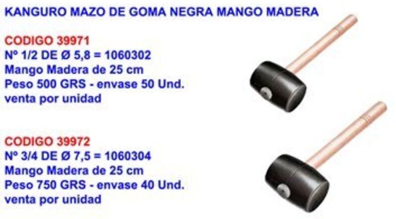 Rubi - Kanguro Gummihammer Schwarzer Gummi 3/4750 gr 7,5 88553