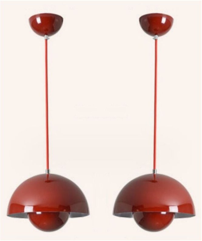 Modern Pendelleuchte Kreative Metall Hängeleuchte Lampenschirm Höhenverstellbare Kronleuchter 2 Stück Rot