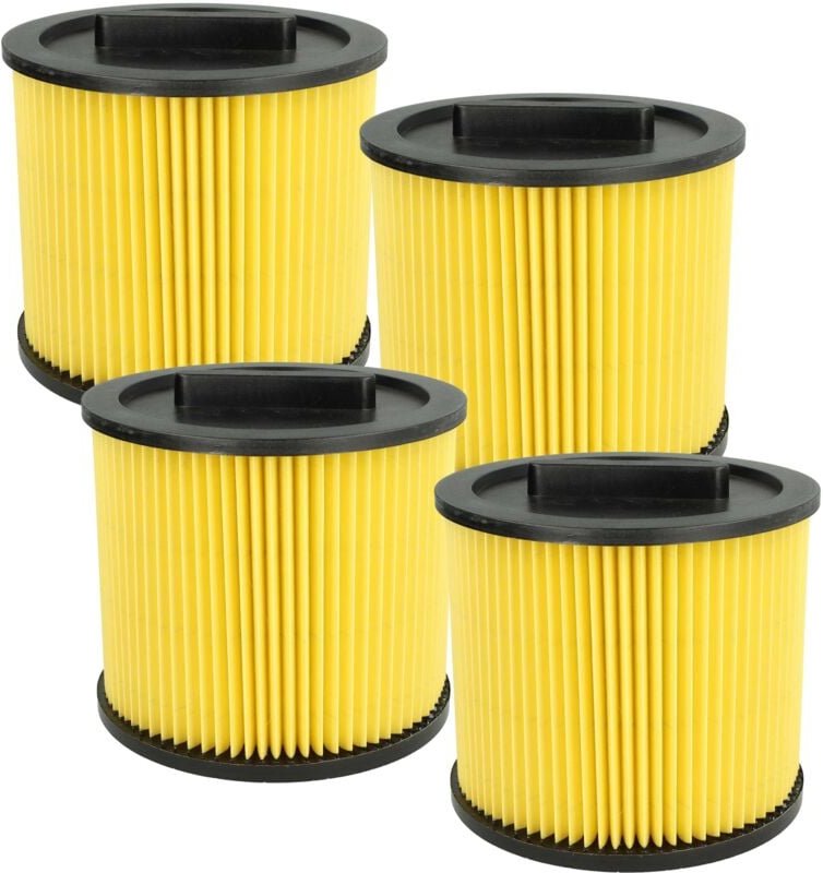 4x Faltenfilter kompatibel mit Thomas Bravo 20, 20 Biturbo Staubsauger - Patronenfilter, Gelb Schwarz - Vhbw