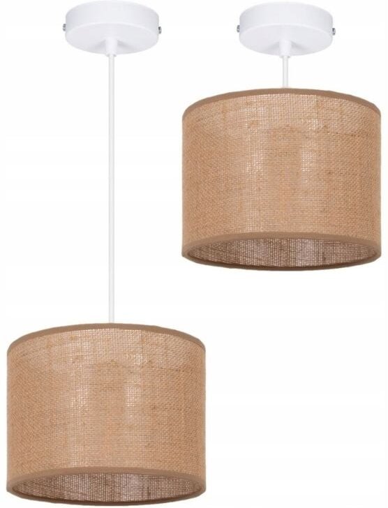 1-Flache Deckenhängelampe, Boho Juta Lampenschirm