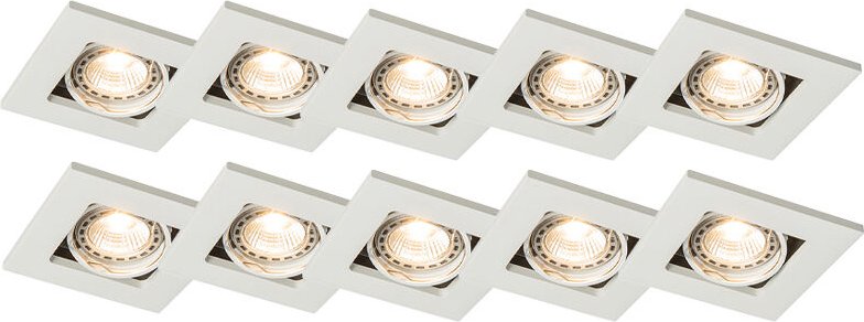 Qazqa - Set aus 10 Einbaustrahlern weiß - Qure