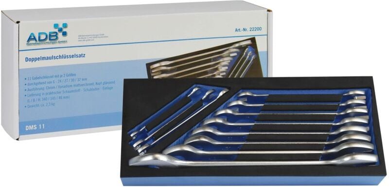 Werkzeugeinlage Werkstattwagen Einlage Doppelmaulschlüssel 11-teilig - ADB