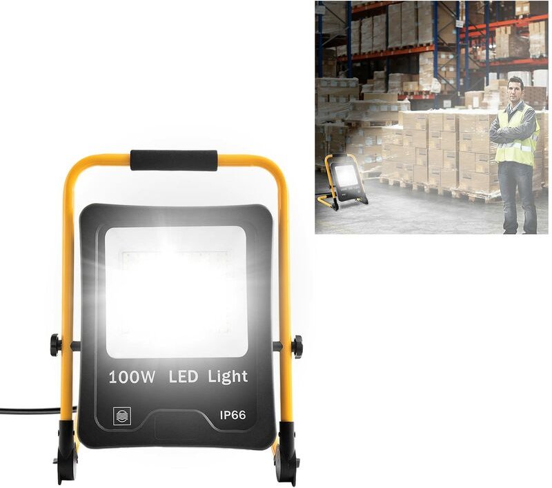 Led Baustrahler Baulampe Flutlicht Arbeitsleuchte Fluter Floodlight inkl. Standgestell und Netzkabel für Innen-und Außen...