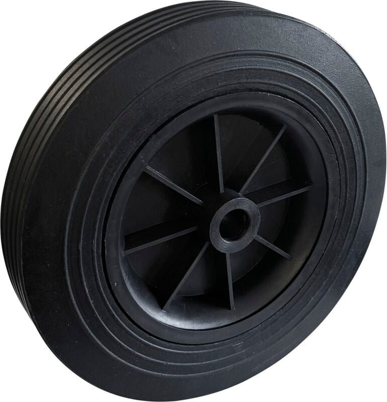 Ersatzrad für Plattenroller 6178 - Vollgummi, ø 250mm, Tragkraft 250 kg, Gleitlager, Polyamid-Felge