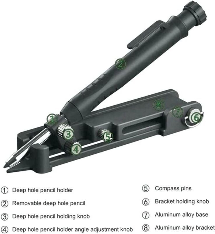 Markierwerkzeug aus Aluminiumlegierung, flexibel, rostfrei, umschaltbares Multifunktions-Markierwerkzeug für Bauzwecke (...