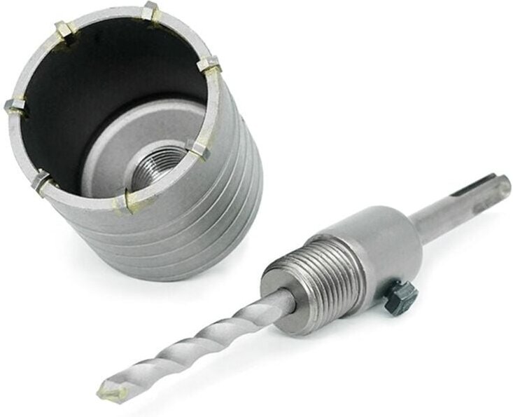 Lochsäge für Beton, Marmor, Ziegel, Stein, Mauerwerk – Hartmetall-Lochsäge mit Adapter und 8 x 110 mm Zentrierbohrer – B...