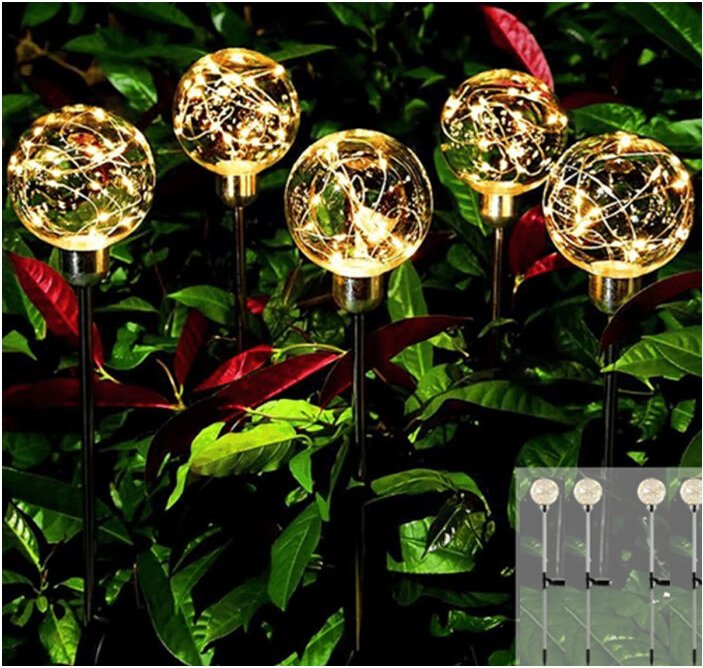 Solar-Schilfkugelleuchte, Gartenleuchte für den Außenbereich, LED-Kupferdraht-Rasenlampe, wasserdichte dekorative Straße...