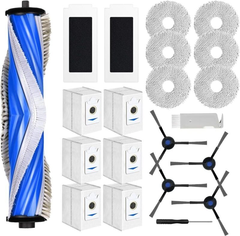 Zubehörset für ECOVACS DEEBOT T30 Pro Omni, Ersatzsets für ECOVACS T30 Omni Staubsauger mit 6 Tüchern, 6 Beuteln, Hauptb...