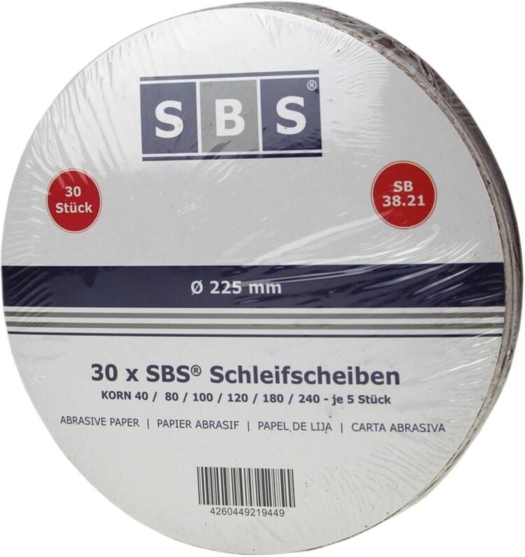 SBS - 30 Klett Schleifscheiben 225 mm mix Sortiment Schleifpapier K40-240