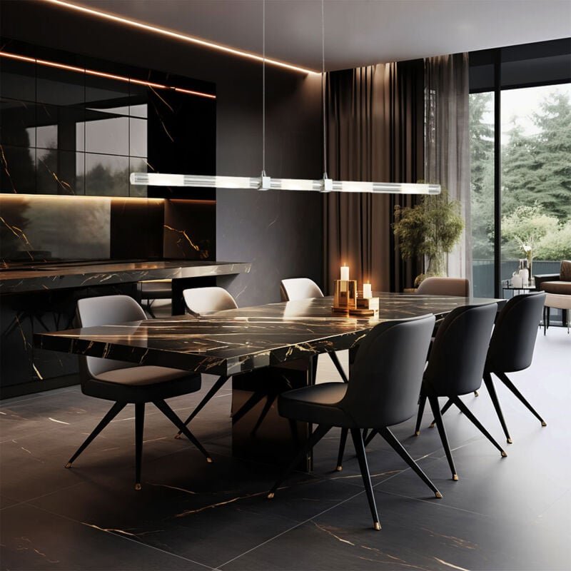 Esto - Hängeleuchte Glas Modern Pendelleuchte Küchenlampe Esszimmerlampe Chrom, teilsatiniert, 5x 3W 240Lm neutralweiß, ...