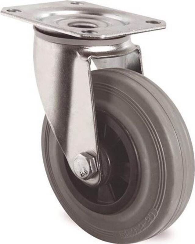 TECWERK Lenkrolle D.80mm Trgf.70kg m.Platte PP Rollenlager VG grau TECWERK