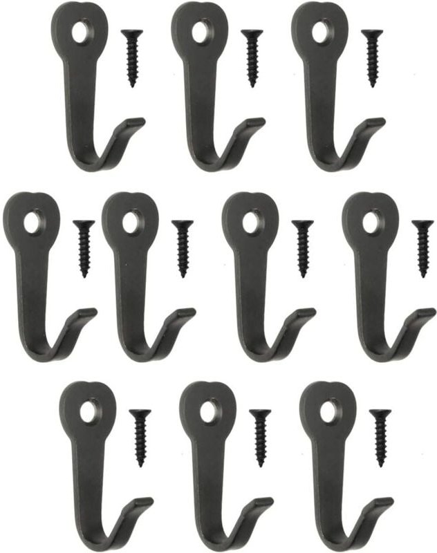 Linghhang - 40 x 22 mm - Schwarz - 10er Pack klassische Eisenhaken - Metallhaken - Bilderhaken - Vintage Landhaus Retro