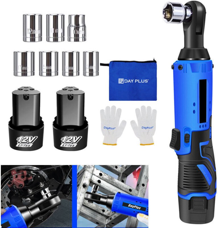 Dayplus - Ratschenschrauber 12V 3/8' 120Nm Elektro Ratschenschl ssel mit 2Akku & Ladegerät