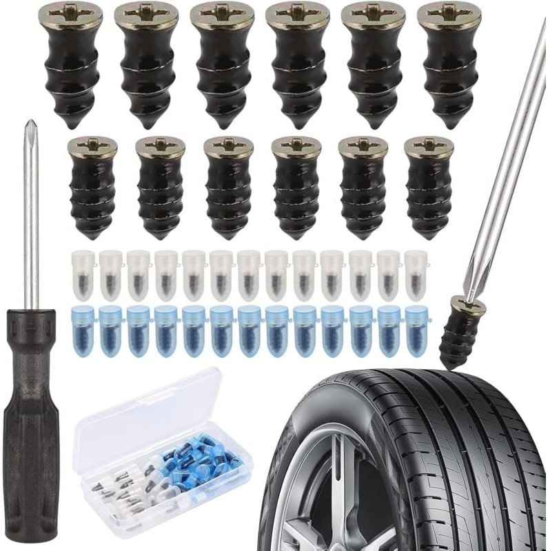 Thumbnail - 30 Gumminägel für Auto- und Motorradreifenreparatur, mit Schraubendreher, Vakuum-Reifengumminägel, Reifenreparaturnagel ...