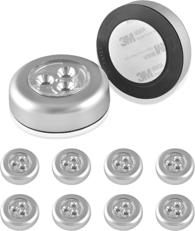 Thumbnail - Fitags - 10 Stück kabellose LED-Strahler, batteriebetriebene selbstklebende Unterschrankbeleuchtung mit kaltem Licht,