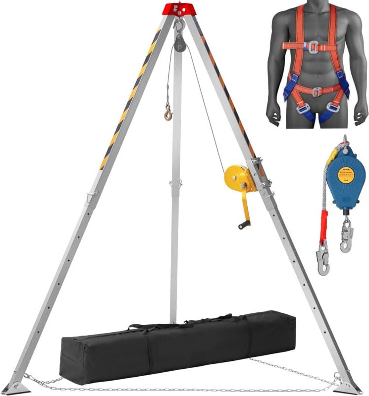 Stativ-Set 1200 lbs Winde Stativ mit 7' Beinen und 98' Kabel Rettungsstativ für beengte Räume 32,8' Absturzsicherung Auf...