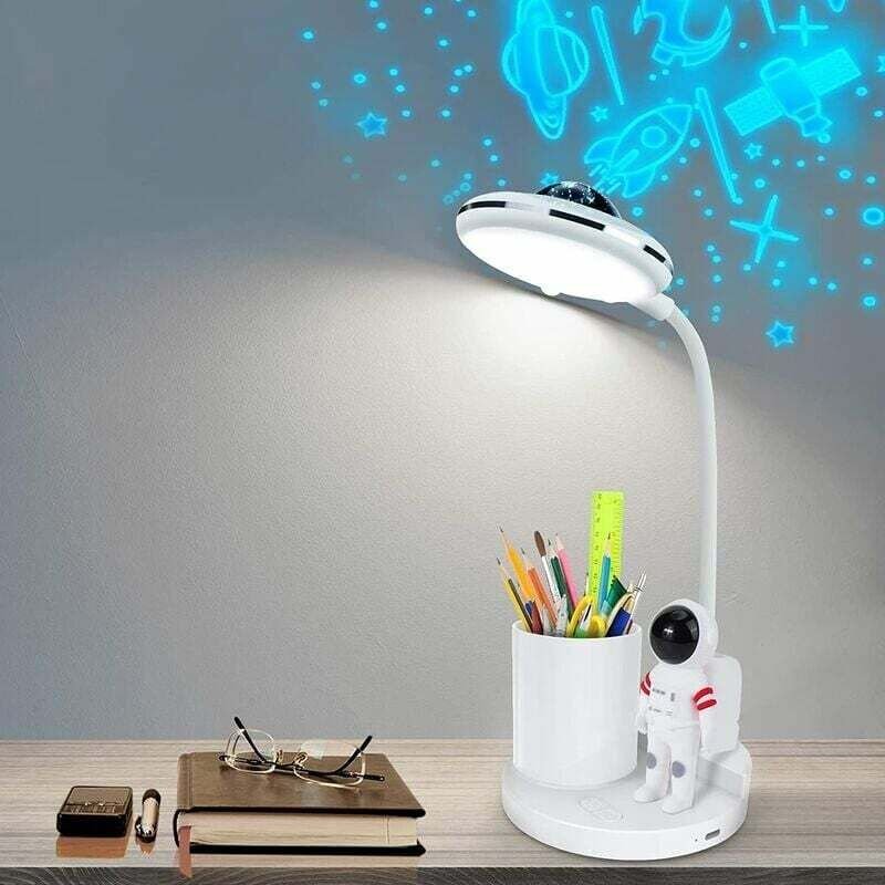 Thumbnail - Kinder-Schreibtischlampe, dimmbare kabellose Tischlampe, wiederaufladbare Schreibtischlampe mit Projektion und Stifthalt...