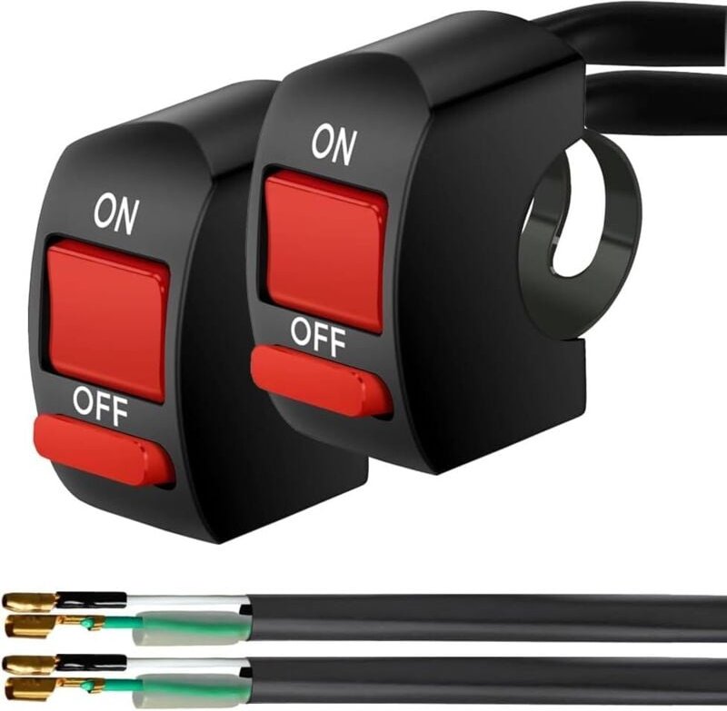 2 Stück 22 mm Lenkerschalter, Motorrad-Lenkerschalter, universell, wasserdicht, Elektrostart, LED-Scheinwerfer ein/aus -...