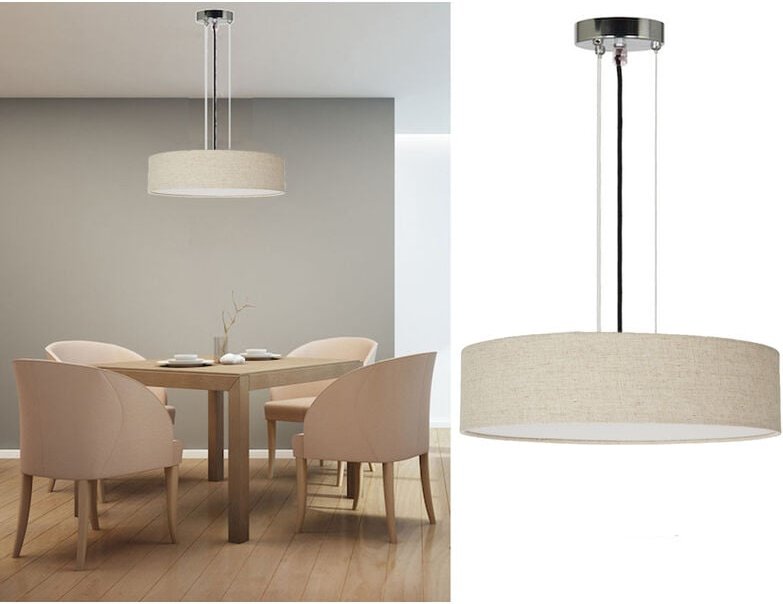 Hängeleuchte mit Lampenschirm Leinenstoff, ø 40cm