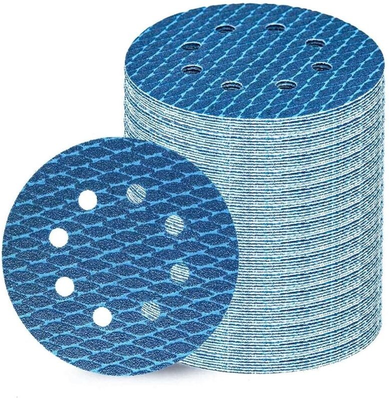 80 Stück 125 mm Klett-Schleifpapier, Körnung 100, 8 Löcher, ideal für Schleifscheiben 125 mm Klett und Exzenterschleifer